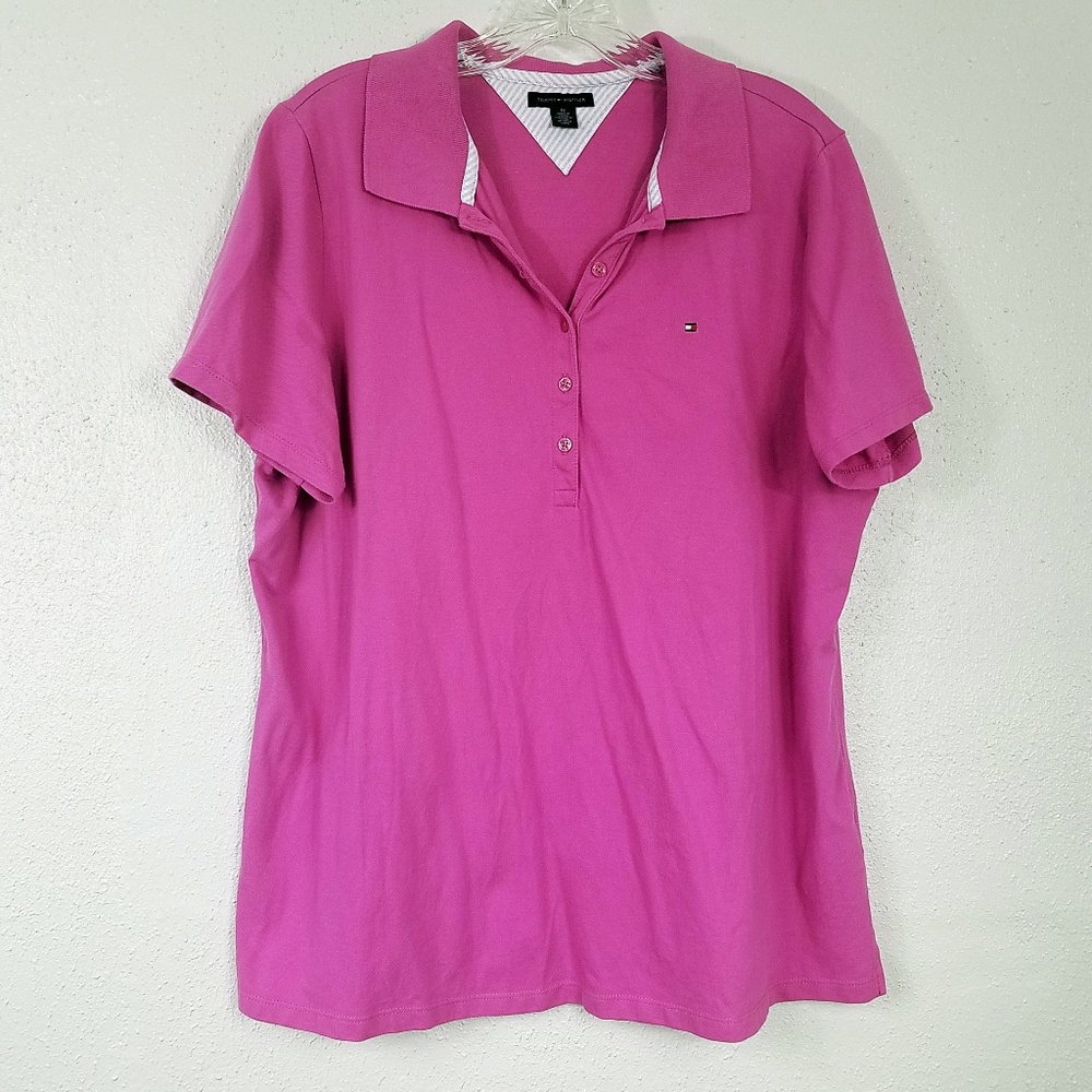 Plus Size Tommy Hilfiger Hot Pink Polo Shirt - Picture 1 of 8